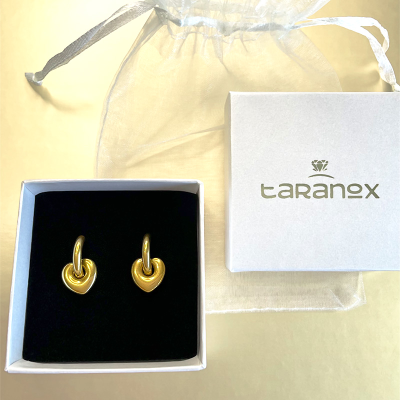 TARANOX® Ohrringe "Bold Heart" in Gold, mit Herzanhänger, aus Edelstahl, wasserfest - Verpackung